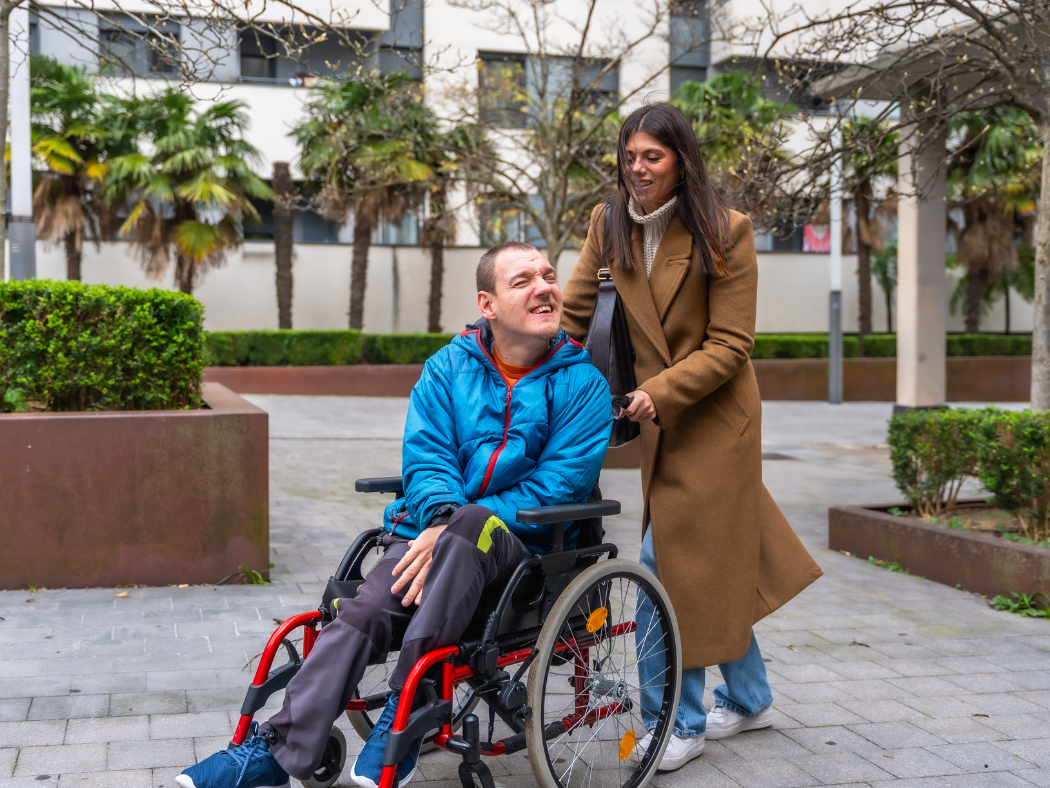 Support worker assisting with personal activities at home