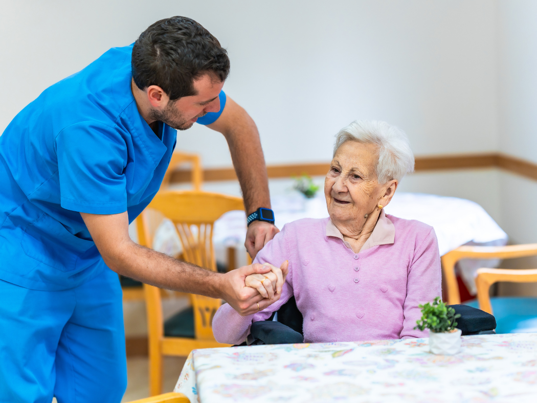 Family and support worker discussing progress